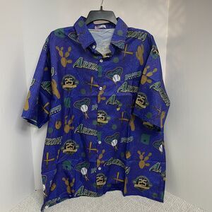 Arizona Diamondbacks Mens XL 25th Anniversary Hawaiian Shirt Purple Baseball NIP